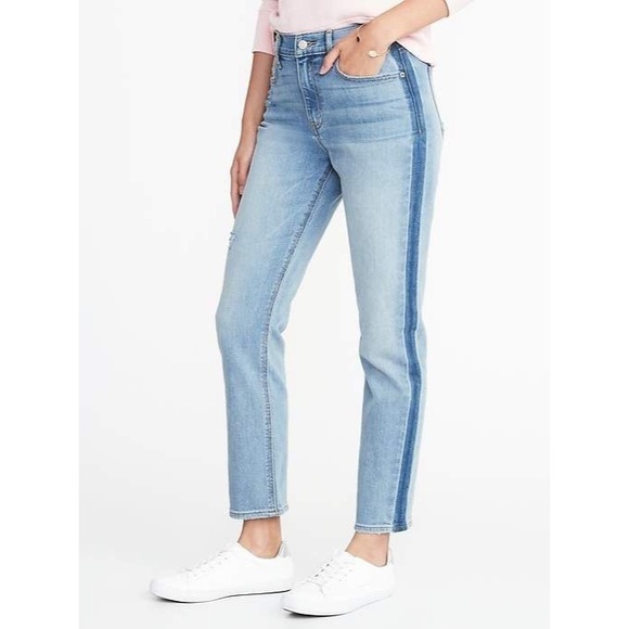Two tone crop straight jeans - Picture 1 of 3